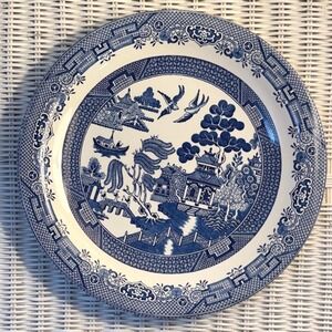 Churchill England Blue Willow Large Round Serving Platter Chop Plate 12 Inch